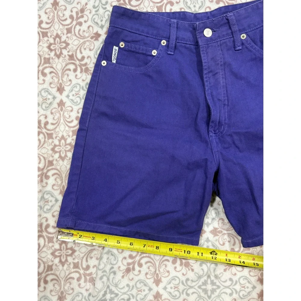 Bongo Vintage 90s High Waisted Purple Denim Shorts Gene Montesano Made in USA 7